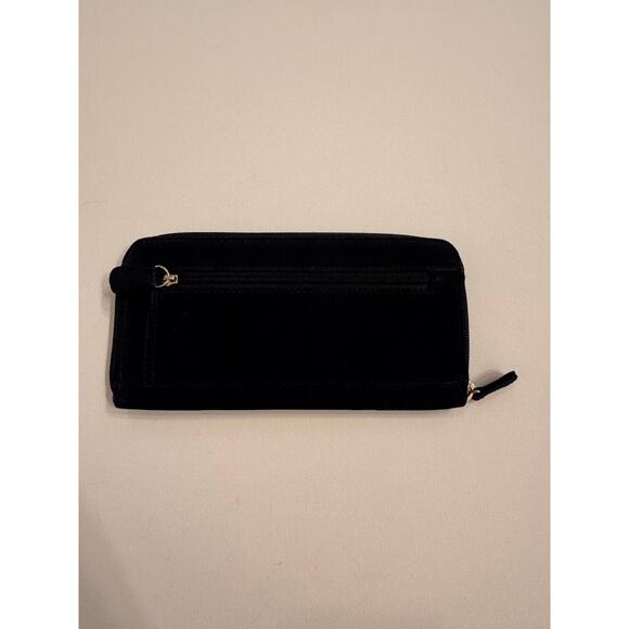 Villager Liz Claiborne Navy Blue Wallet 100% Polyester Zip Around 8x4x1" - Picture 3 of 8